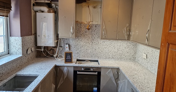 mist brawon quartz kitchen worktop After