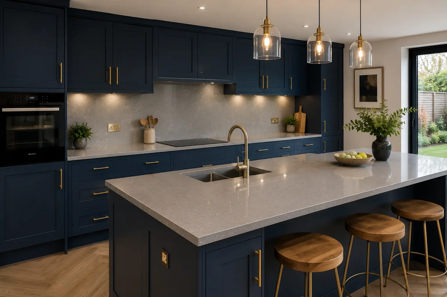 Grey Quartz Worktops Claygate Case Study Grey quartz worktops in a completed Claygate kitchen project