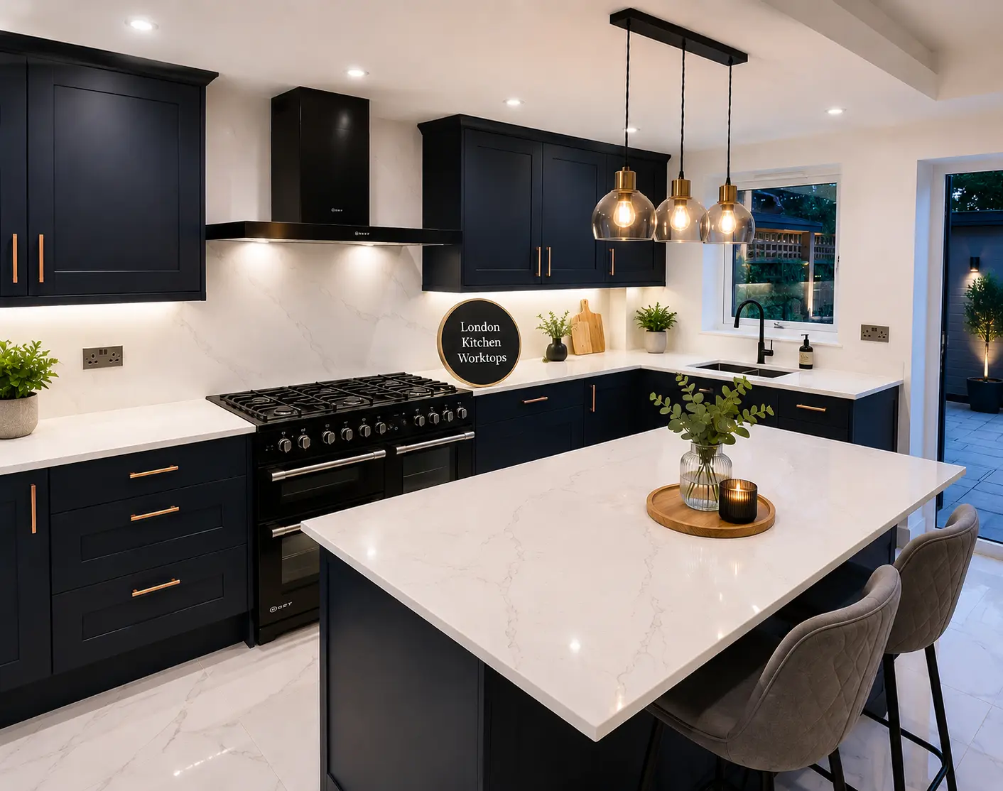 Professional installation of quartz worktops in a Watford home