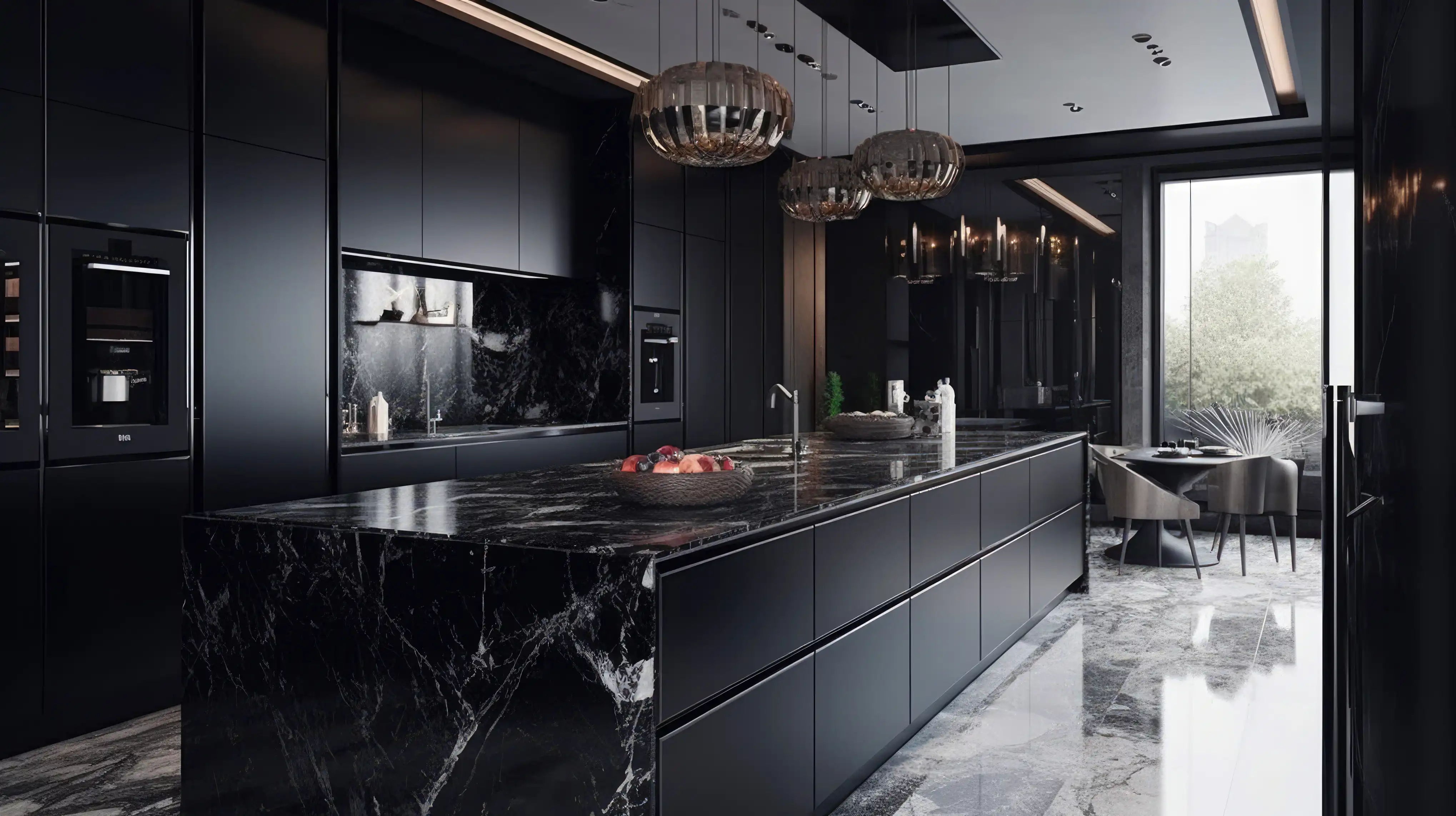 Black Quartz Worktops Barnes Black quartz worktops creating contrast with lighter cabinetry