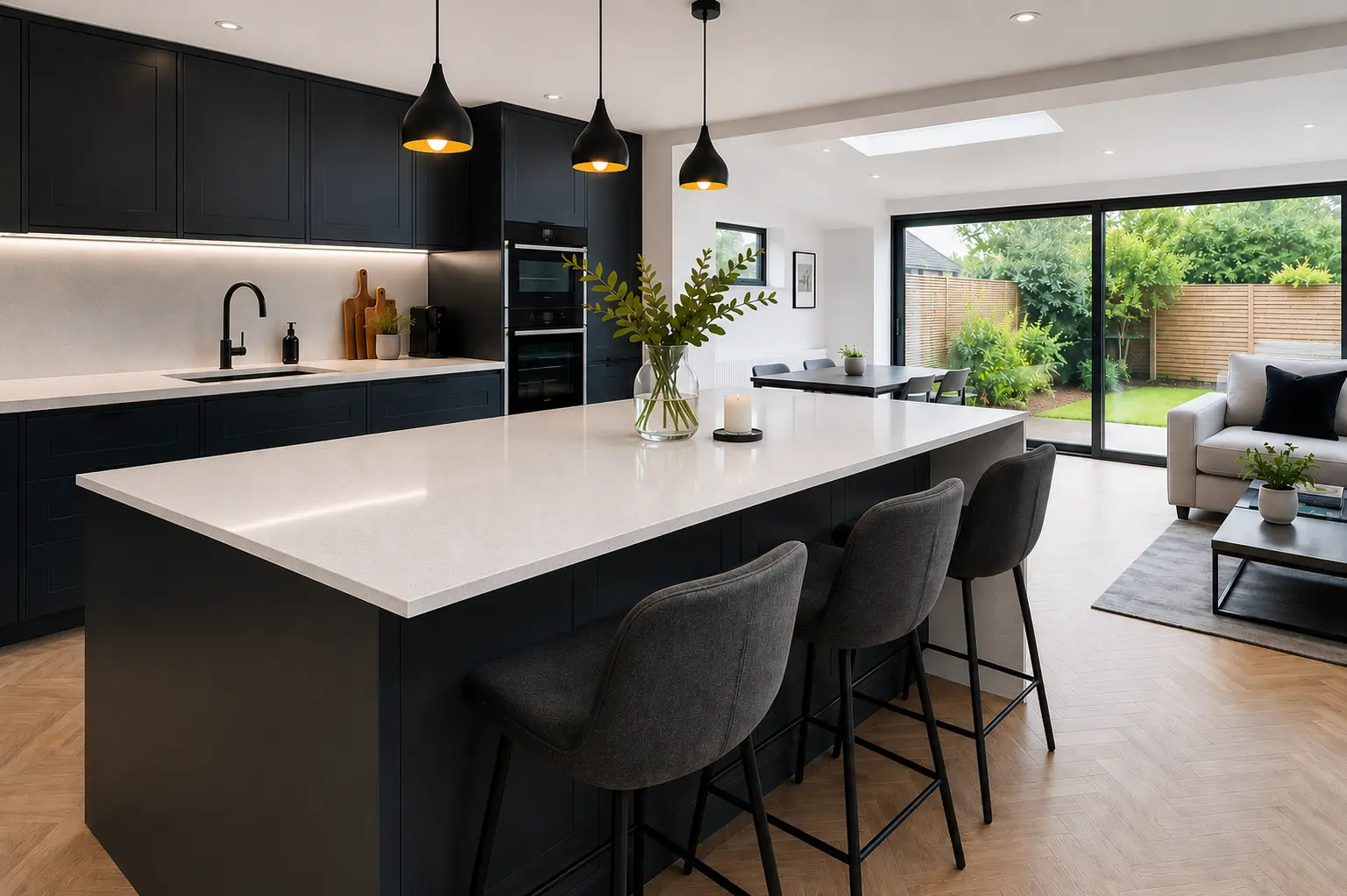 Finished Quartz Worktop Project Cheam Finished quartz worktop installation in a kitchen in Cheam