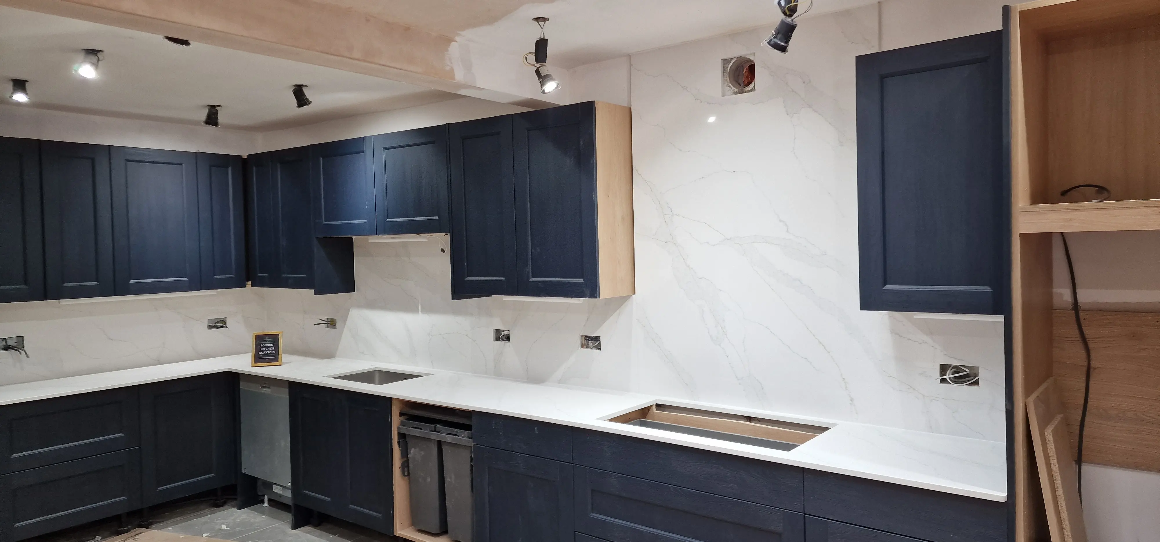 White Veined Quartz Worktop in Esher White veined quartz worktop in an Esher family kitchen