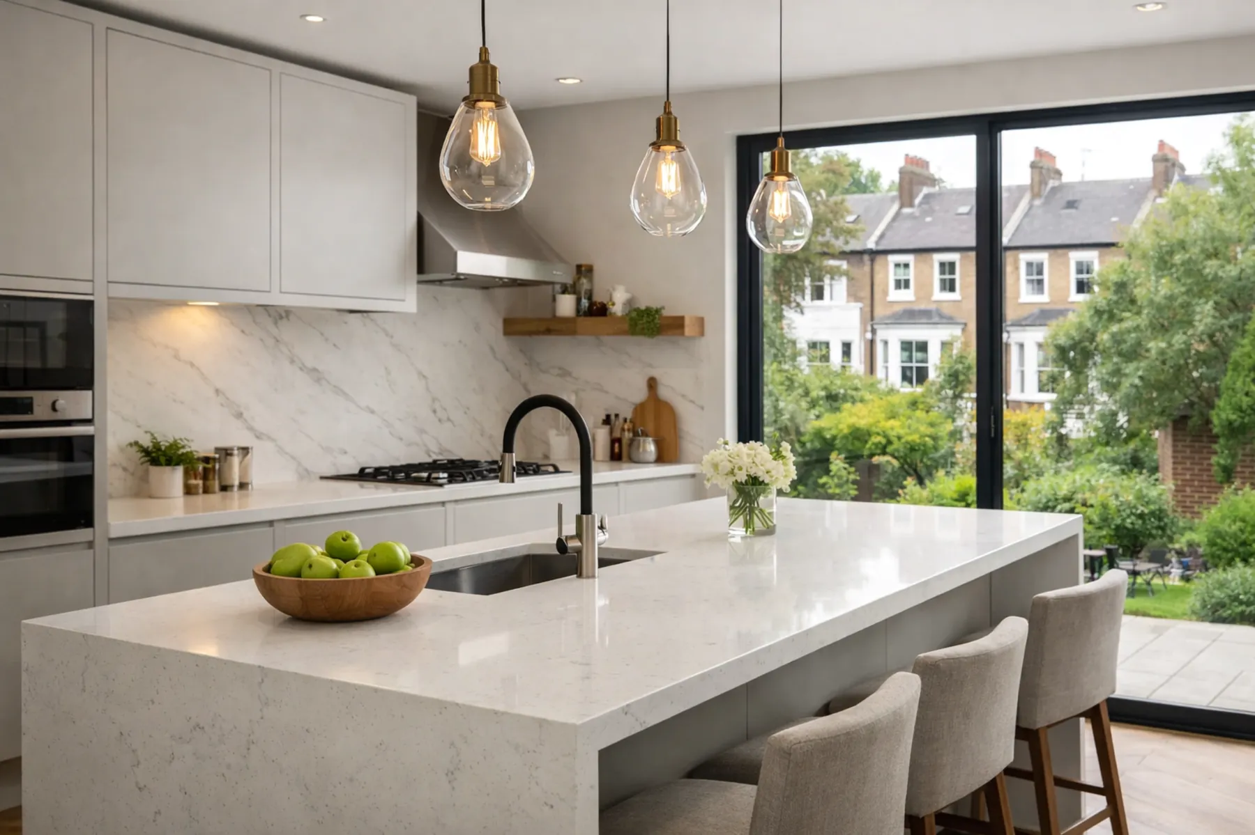Quartz worktops Hammersmith London luxury kitchen installation