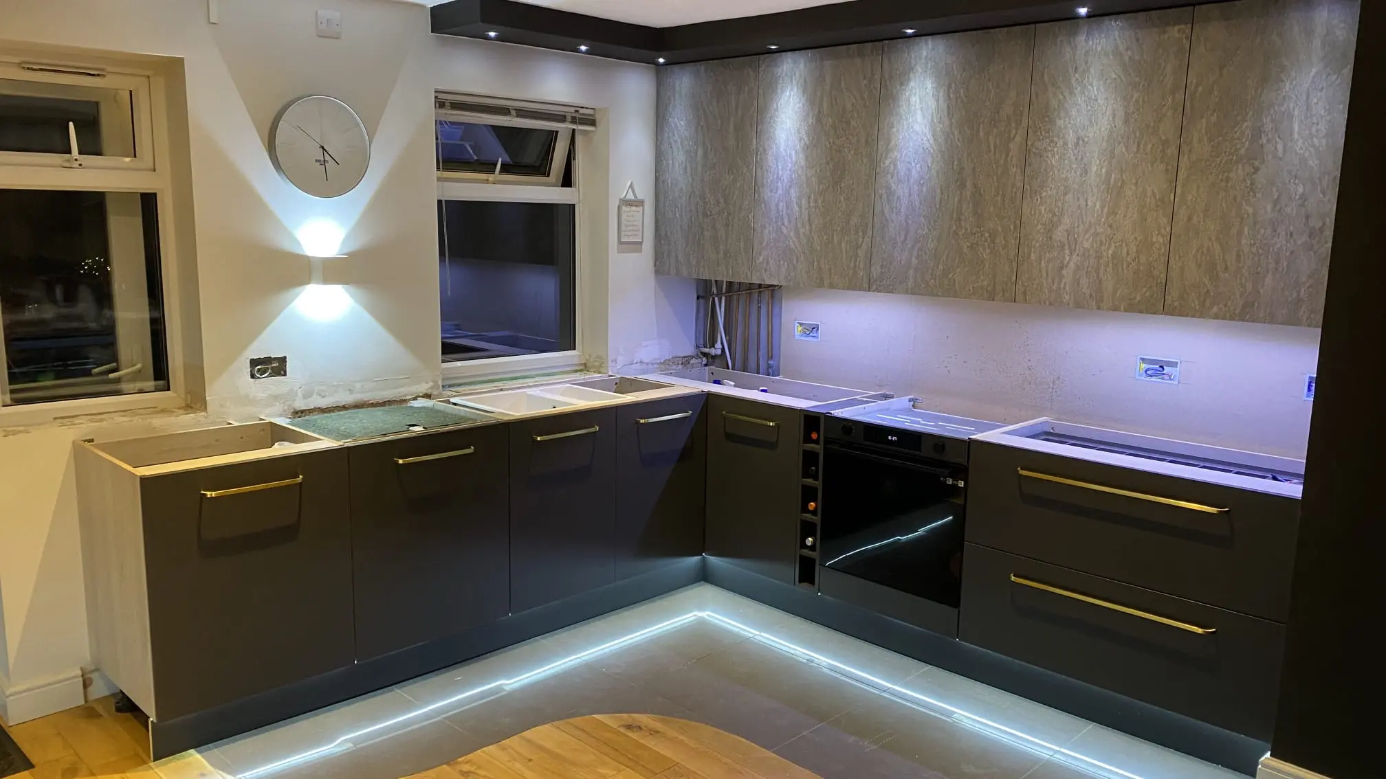 Quartz Worktop Installation in Reading Installed quartz worktop with sink cut-out and matching upstand in Reading
