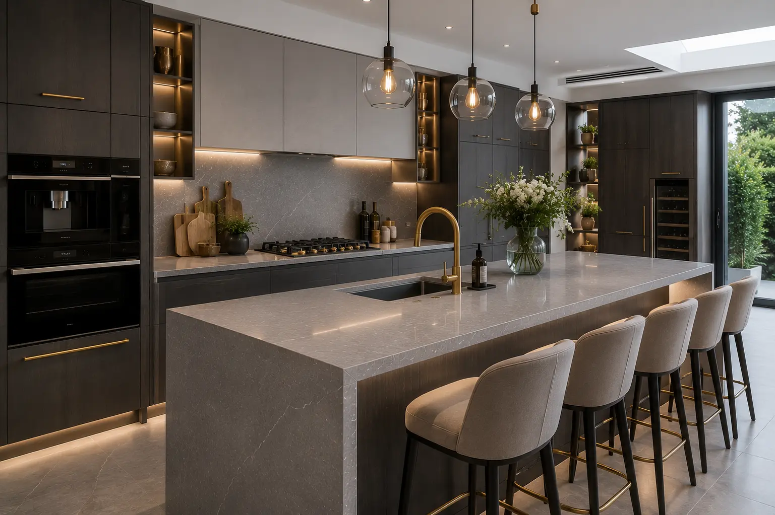 Grey Quartz Worktops Wembley Family Home Grey quartz worktops in a Wembley family kitchen