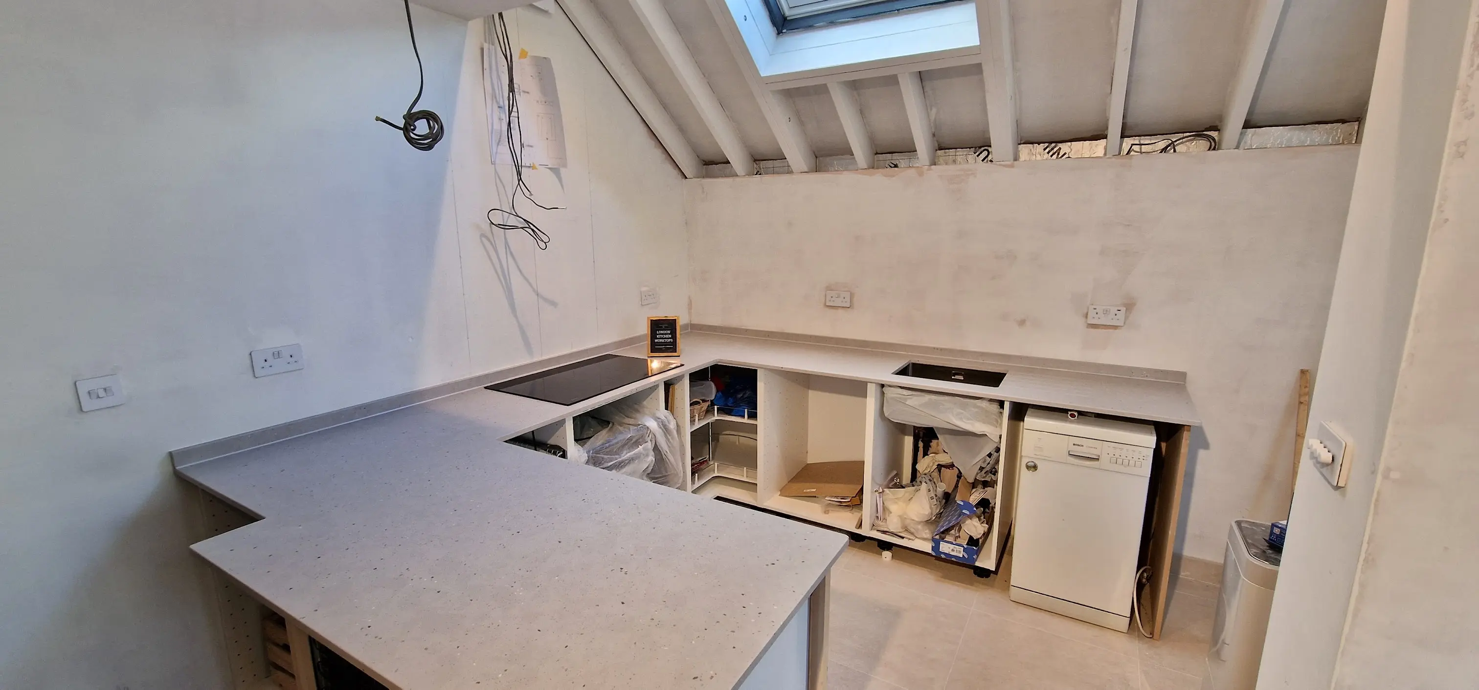 Quartz worktops with upstands in a Wrecclesham Farnham home