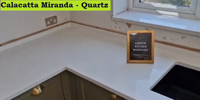 Calacatta Miranda Quartz. Kitchen Worktops Supply, Replacement & Installation in Staines Upon Thames