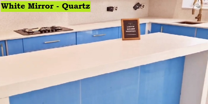 White mirror quartz London kitchen worktops supply installation special offer
